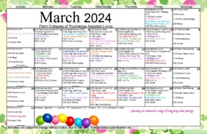 March 2024 activities calendar