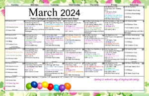 2024 March activity calendar for memory care residents
