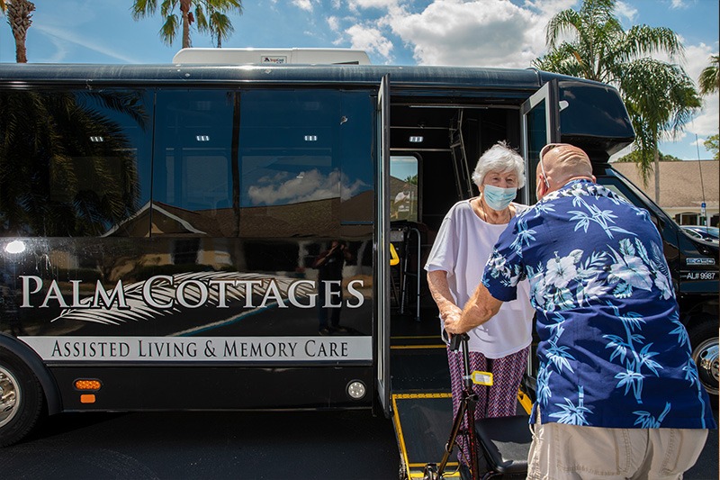 residents getting off the bus