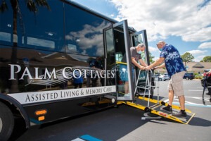 residents getting off bus