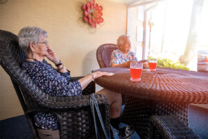 residents sitting outside
