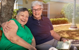 two residents enjoying the outdoors together