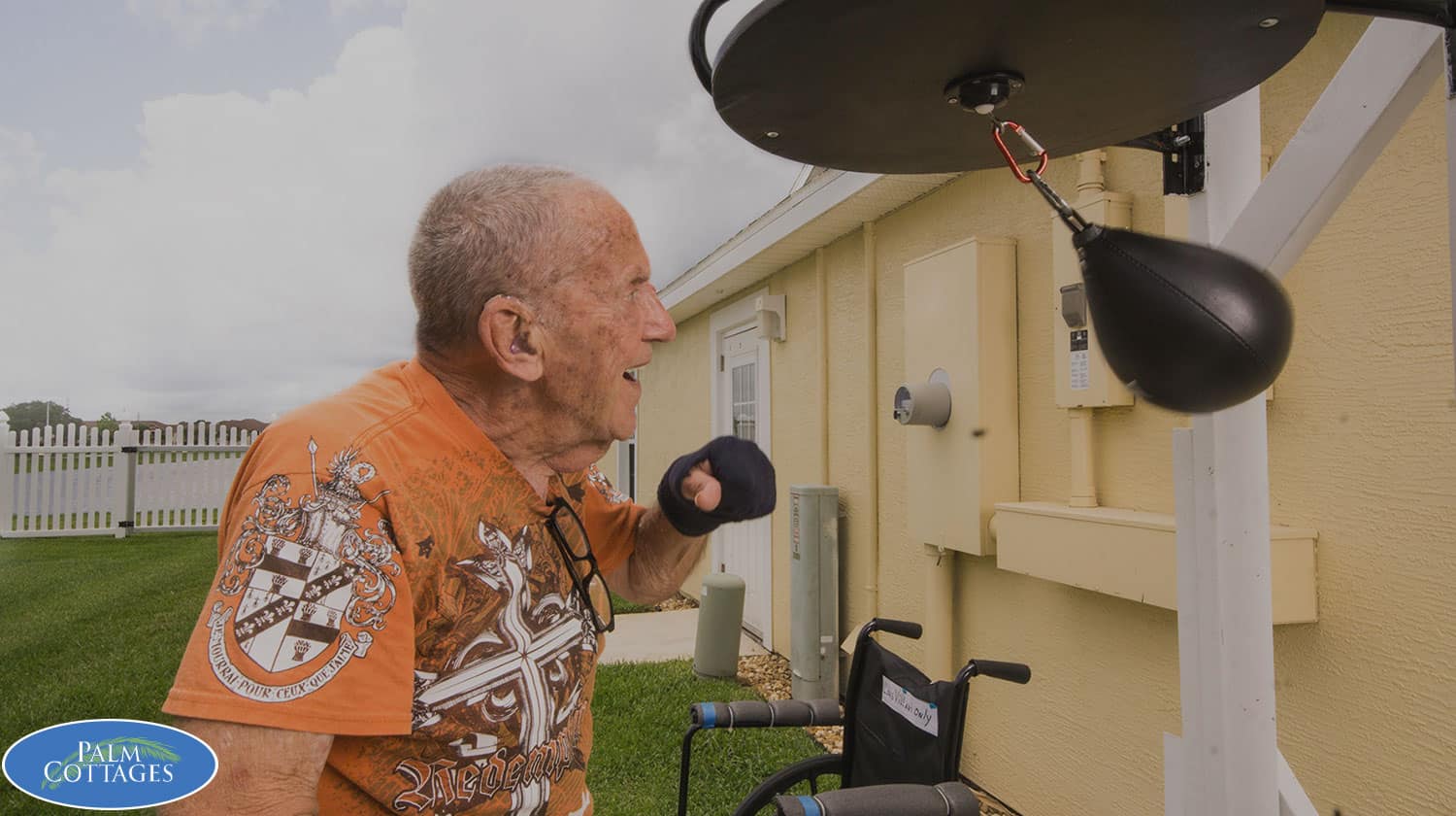 resident at memory care facility participating in regular activity