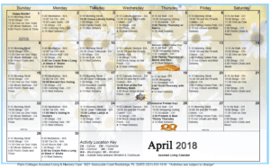 Palm Cottages - Assisted Living Calendar