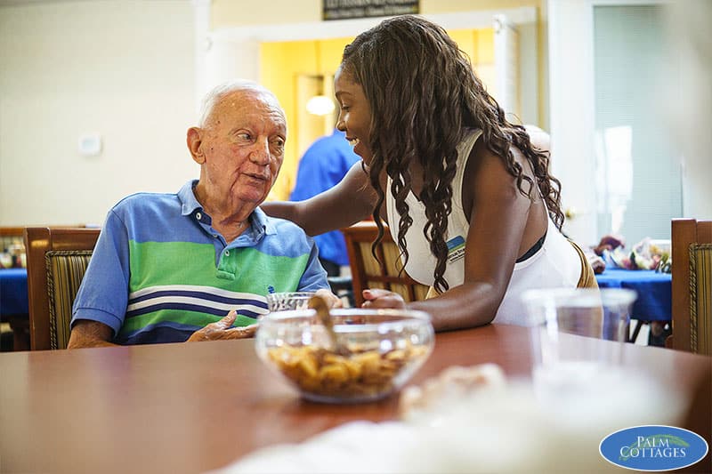 memory care facility resident with caregiver
